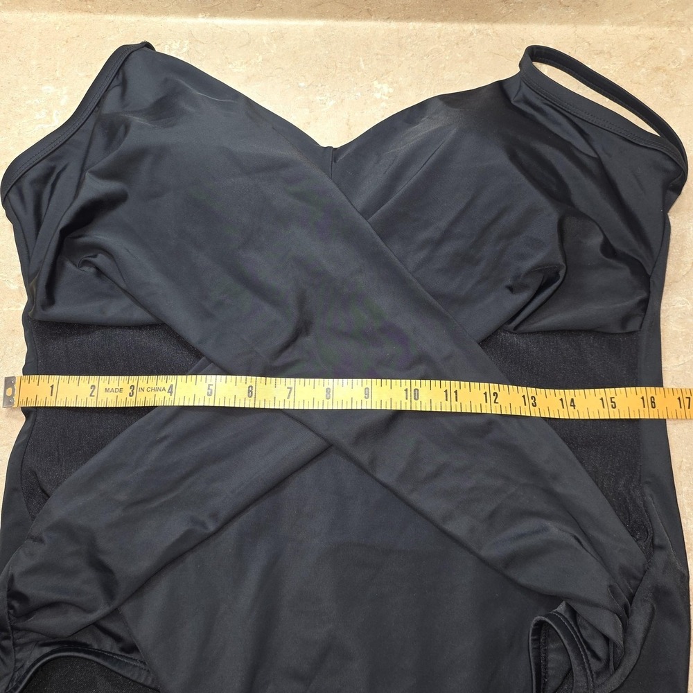 Embrace Your Curves Miracle Swimsuit 2X Black One Piece Wrap Front Shaping Plus - Picture 7 of 11